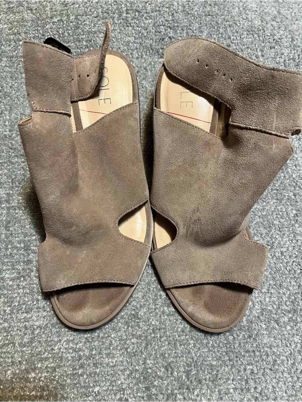 Sole Society Taupe Suede Cutout Mule Sandal